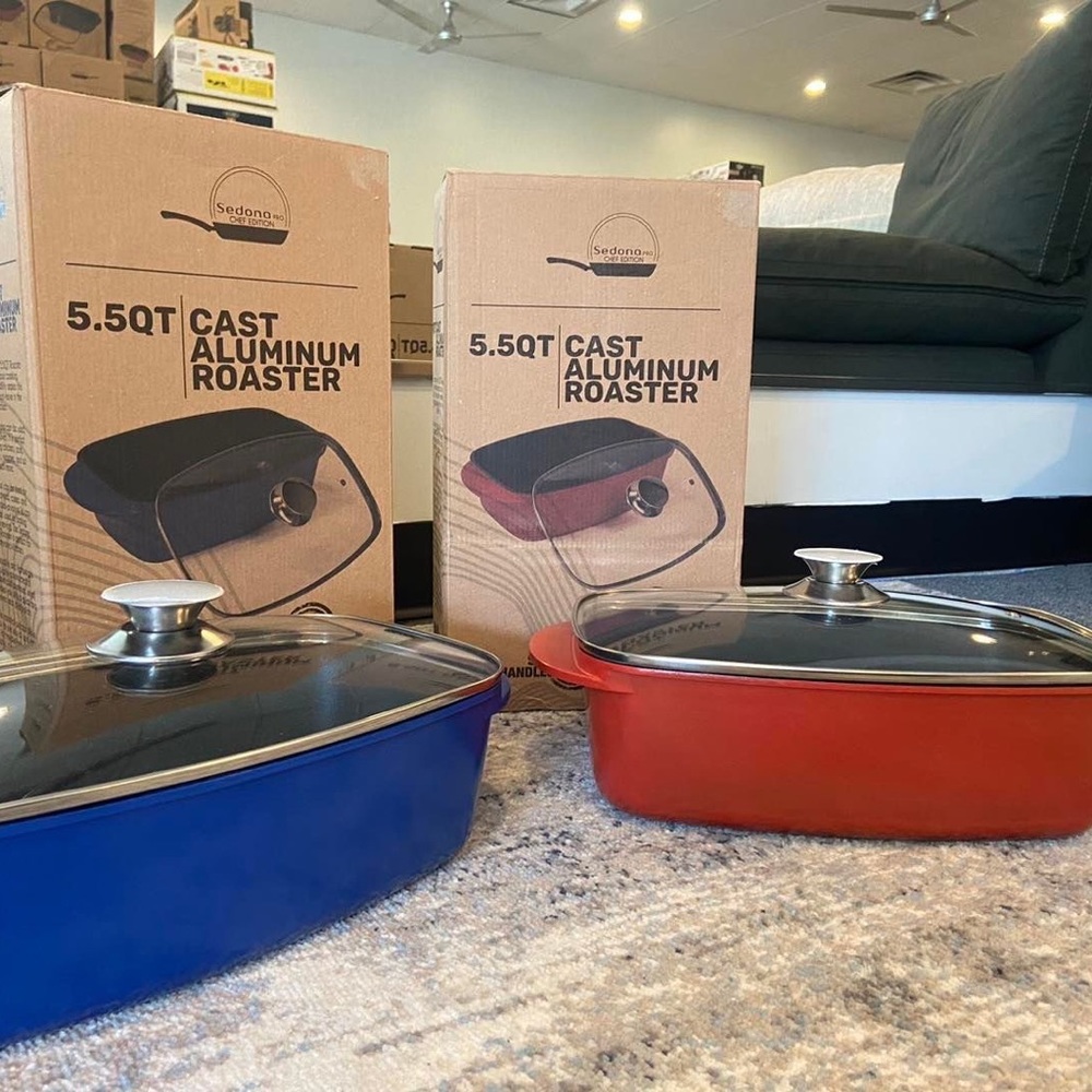 5.5 Aluminum Roaster cooking pan RED